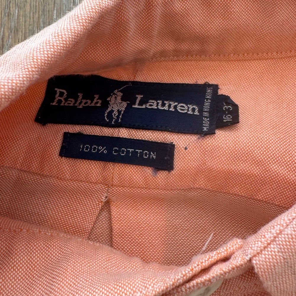 Ralph Lauren Men's salmon colored 100% cotton Button-Down Shirt, 16-33 - Picture 4 of 6